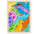 3D wooden dinosaur puzzle toy with colorful blocks for kids' early learning and play - Large Dinosaur Style