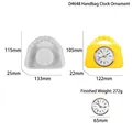 Molde silicona DIY para reloj casita con acabado amarillo y mecanismo de cuarzo incluido - Molde de bolso + Juego de reloj dorado de 65 mm (D4648)