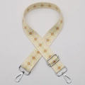Adjustable beige shoulder strap with colorful geometric patterns and silver buckles - Style 582 / Silver