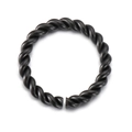 Anillo abierto minimalista de metal trenzado negro con diseño de cuerda texturizada - Trenza Retorcida (KLJ5056-Z) / 18mm / Negro