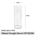 Tall 30cm transparent acrylic flower bucket with elegant vertical ribbed texture - Vertical Striped Straight Bucket (10*30cm); Flower Bucket