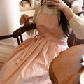 Tablier plissé rose imperméable style robe élégante avec liens à la taille - Version Étendue / Rose