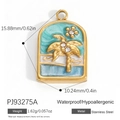 18k gold plated stainless steel coconut tree arch pendant charm with rhinestones - Coconut Beach Pendant A PJ93275A