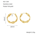 Pendientes de aro minimalistas en acero inoxidable dorado con diseño calado de estrella y corazón - Eslabón de Ancla Calado (ZXG1349) / Dorado