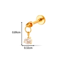 G23 titanium golden stud earring with 0.32cm round zircon pendant and 0.89cm height - Round Dangle Style (T2555-8) / Gold