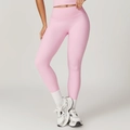 High waist yoga leggings in light pink matte finish for women with compression fit - S / Bottoms / Sakura Pink