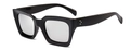Classic black square frame sunglasses with grey lenses and silver triple-rivet detail - Black Mercury