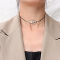 Silver belt buckle choker necklace in polished stainless steel for women fashion - Necklace / Steel