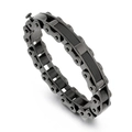 Bracelet chaîne de vélo industriel en acier inoxydable noir pour homme en vue de dessus - Style de chaîne de vélo industriel (KB169325-KFC) / Noir