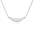 Collana corno argento minimalista con pendente lucido e raffinata maglia a serpente - Stile a Tubo Curvo Argento (MS-641C)
