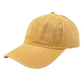 Primer plano detallado de una gorra de béisbol de algodón amarillo mostaza lavado vintage - Amarillo Jengibre