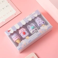 Süßes 4er-Set Radiergummis in Eiscreme-Optik, Pink Macaron Farben, inklusive Geschenkbox - Nachtisch Kaninchen - Violett