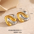 Abstract wavy two-tone stainless steel stud earrings in gold and silver finish - Abstract Wave Style(1610)