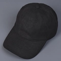 Detailed top view of a black linen baseball cap showing breathable holes and stitching - M (56-58cm/Adjustable) / Black