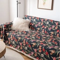 Jacquard tulip sofa throw blanket with decorative tassels in a cozy home setting - 180x340cm / Jacquard Black Tulip