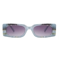 Fashionable square sunglasses with blue marble frame and purple gradient lenses - Blue Pattern Frame Double Grey Lens