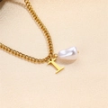Elegant gold chain necklace featuring a baroque pearl and a polished gold letter I pendant - Letter I Necklace