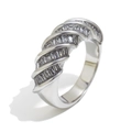 Anello ritorto argento placcato oro bianco 18K con zirconi rettangolari incastonati - US 6 / Color Acciaio