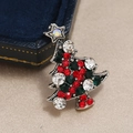 Vintage silver Christmas tree brooch with red green crystals and iridescent star - BR1250 Antique Silver Christmas Tree