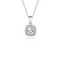 Elegant D color moissanite halo square pendant necklace in S925 sterling silver - Square Perimeter Drilling (fddz-008) / White Gold