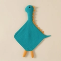 Dinosaurier-Schnuffeltuch für Babys aus weichem Baumwollstoff in Blaugrün - Smaragdgrün (Großer Dinosaurier)