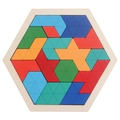 Hexagonal wooden puzzle with colorful geometric blocks for cognitive skill development - Triangle Puzzle (Colorful) 16pcs