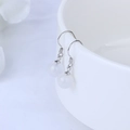 Orecchini pendenti in argento S925 con perle rotonde in agata bianca naturale lucida - Argento 925 / Agata Bianca