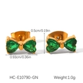 Specifiche dettagliate delle dimensioni degli orecchini a fiocco d'oro e pietre verdi - Fiocco(HC-E10790-GN)