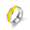 Luminous heart pulse heartbeat ring in silver stainless steel with yellow enamel inlay - Yellow - Luminous EKG