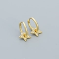 Boucles d'oreilles étoiles en argent 925 plaqué or avec zircons cubiques blancs étincelants - Argent 925 / Or