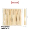 Stuzzichini in bambù a forma di cuore da 9cm, set da 100 bastoncini usa e getta - Forma di Cuore / 9cm/100 pezzi