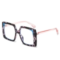 Classic oversized square sunglasses in purple tortoiseshell with translucent pink arms - Pink Floral Frame