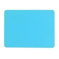 Minimalist rectangular blue silicone placemat with rounded corners on white background - Blue
