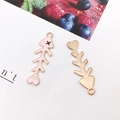 Pink enamel fishbone alloy pendant for DIY earrings with gold plated reverse side - Pink Fish Bone (12x34.5mm)