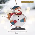 Charming snowman wooden Christmas ornament with blue hat and scarf, 10x8cm festive decor - Wooden Snowman No. 3 (Blue Gloves) / 10x8cm