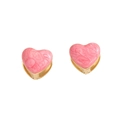 Pink heart-shaped earrings in gold finish with marble enamel pattern for women - Pink
