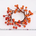 Close-up of orange berry wreath with size measurement tape for Thanksgiving decoration - Inner Diameter 8cm / Orange