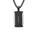 Collana da uomo in acciaio inossidabile con motivo pneumatico e cristalli su fondo bianco - Solo ciondolo / Acciaio Nero