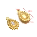 Ciondolo a goccia dorato con perla, vista fronte e retro con dimensioni di 22mm x 14mm - 14*22mm Goccia d'Acqua con Bordo a Puntini con Perla (Oro)
