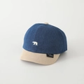 Dettaglio del cappellino da neonato con ricamo di orso polare bianco e cotone blu marino - 50cm (1-3 anni) / Bianco Sporco