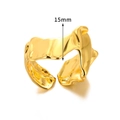 Irregular textured gold plated open ring with 15mm width and lava pattern design - Irregular Lava Fold-15mm