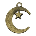 Ciondolo in metallo bronzo antico a forma di luna e stella per gioielli fai da te e collane - Mezzaluna contenente Stella 20x16mm