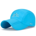 Sky blue foldable quick-dry outdoor hat with UPF 50+ protection and embroidered logo - Adjustable / Lake Blue