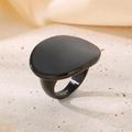 Minimalist 316L stainless steel chunky dome ring with matte black finish and inner engraving - US 6 / 25mm Wide Oval Flat Top Style (KR111125-KJX) / Black
