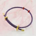 Adjustable purple and grey woven steel wire bracelet with gold metal clasp detail - 2mm Semi-finished (Single End Fixed) / Blue Purple-22
