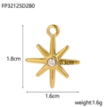 Detail of gold starburst pendant with 0.3cm zircon stone showing dimensions 1.8cm by 1.6cm - FP32125D2B0-White Zirconia Octagram