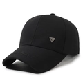 Classic black baseball cap with triangle metal logo and fashion embroidery on the brim - Adjustable / Black