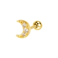 Elegante orecchino a luna dorata con zirconi e chiusura a sfera per piercing cartilagine - 5# Luna con Zircone / Oro