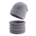 Conjunto gris de invierno para niños con gorro y bufanda de forro polar suave - gris oscuro