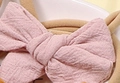 Soft nylon baby headband with pink cotton-linen bow detail and textured finish - Pink (MB2979)